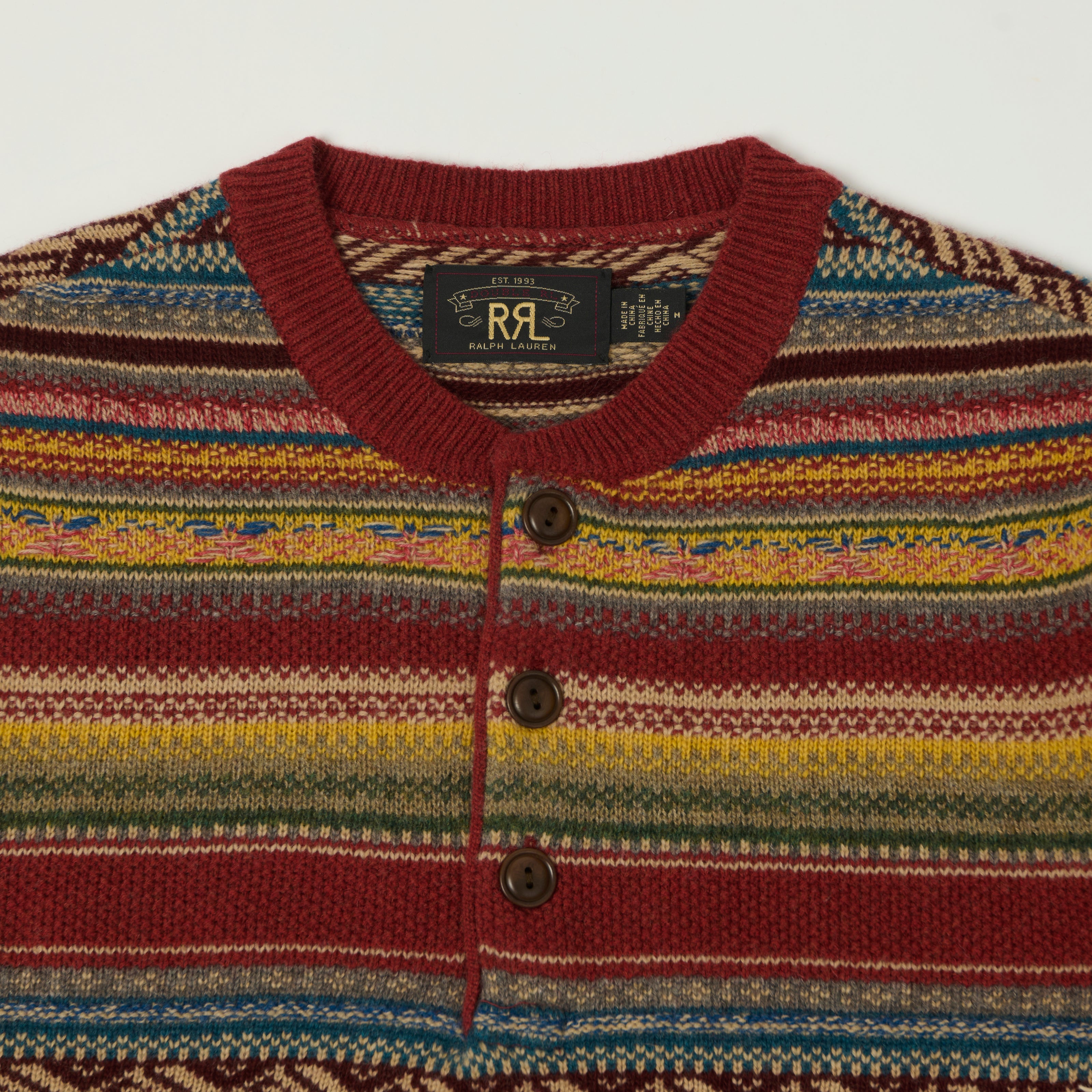 RRL Jacquard Knit Wool Henley - Red – SON OF A STAG