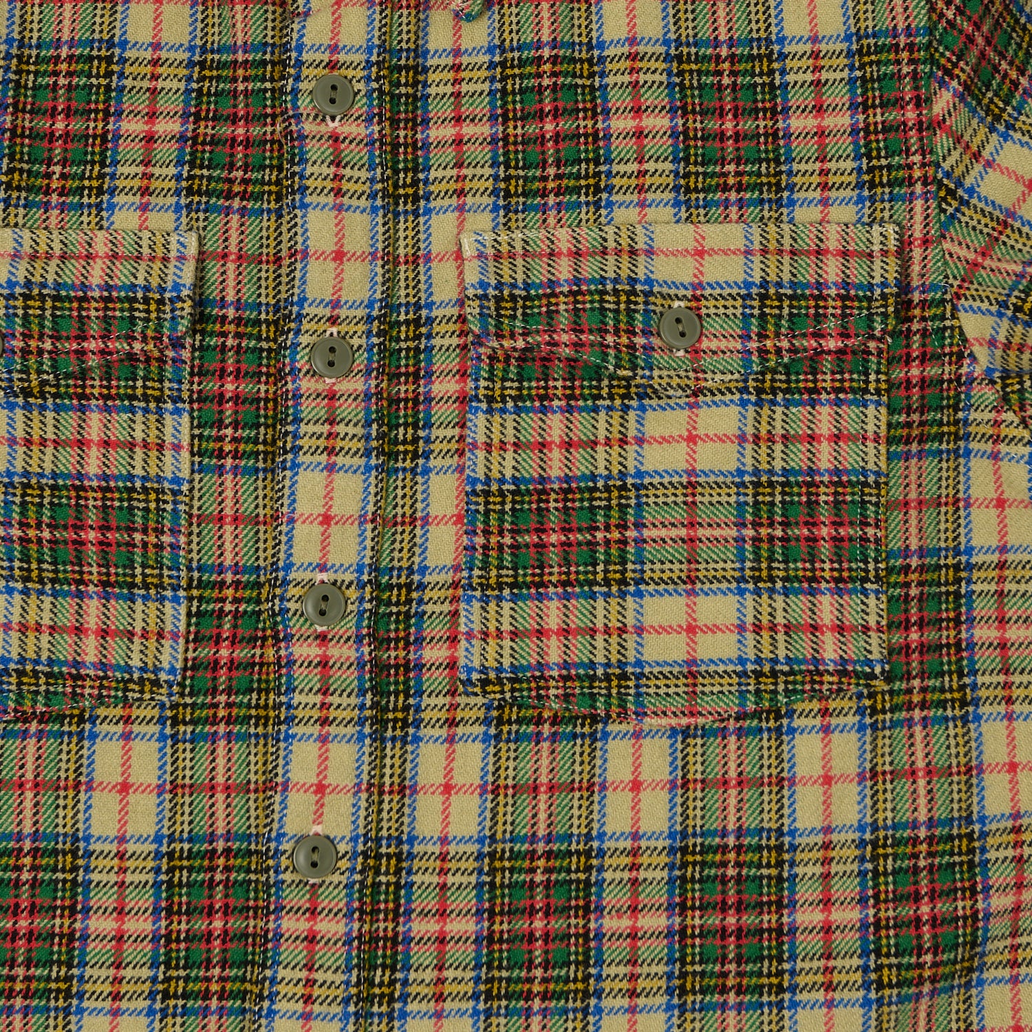 RRL 'Trek' Plaid Wool Over Shirt  - Cream/Green