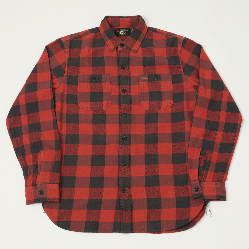 最前線の RRL Plaid STAG A OF SON | Red/Black - Workshirt Twill トップス