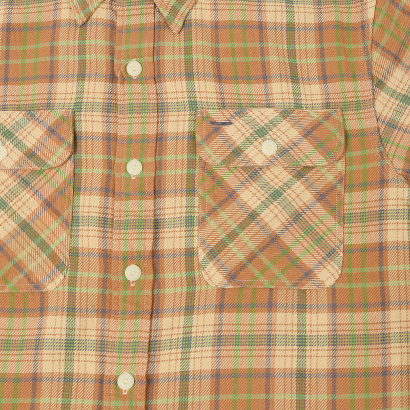 RRL Plaid Twill Workshirt - Orange Multi