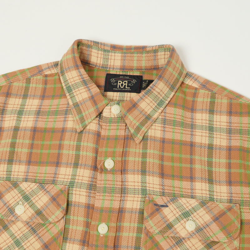 RRL Plaid Twill Workshirt - Orange Multi