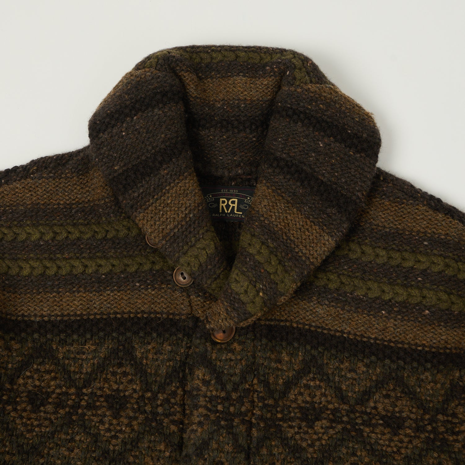 RRL Wool Shawl Collar Cardigan - Brown/Olive – SON OF A STAG
