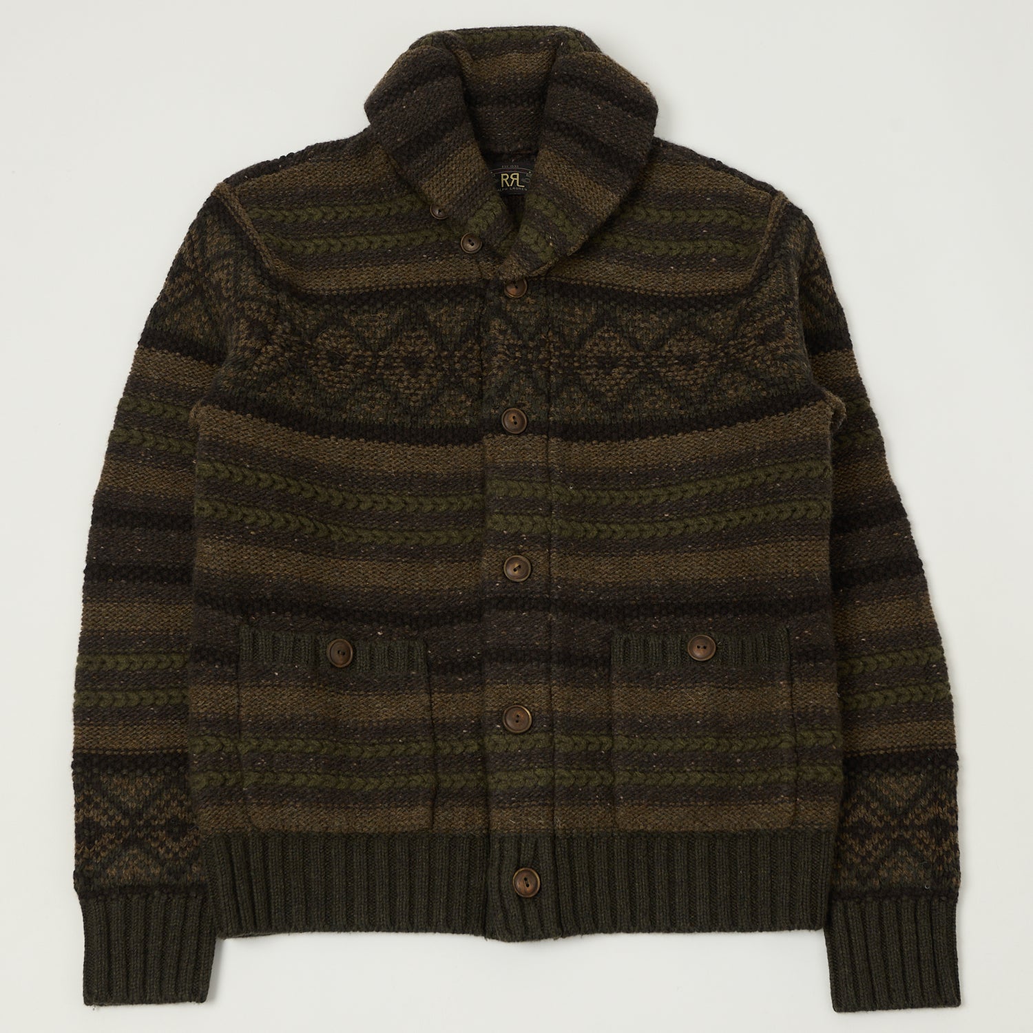 RRL Wool Shawl Collar Cardigan - Brown/Olive – SON OF A STAG