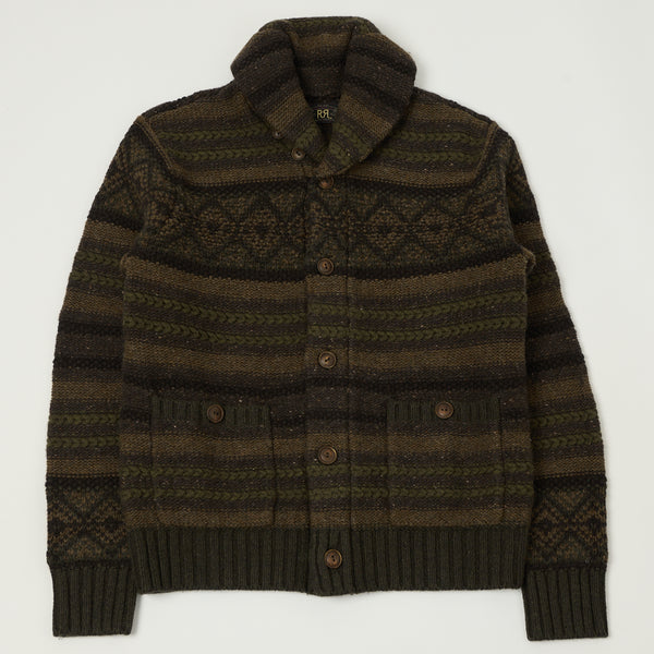 RRL Wool Shawl Collar Cardigan - Brown/Olive – SON OF A STAG