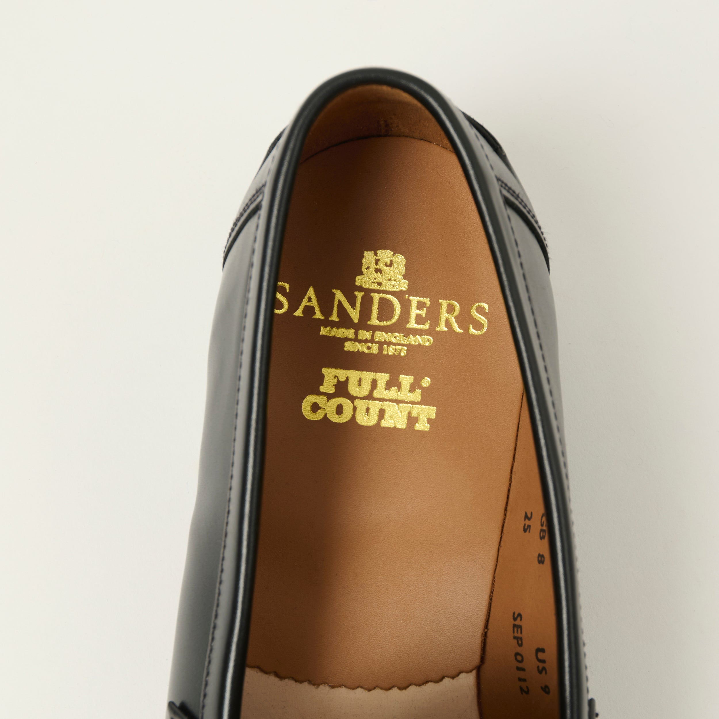 Sanders x FULLCOUNT 'Madrid' Buttseam Penny Loafer - Black Calf