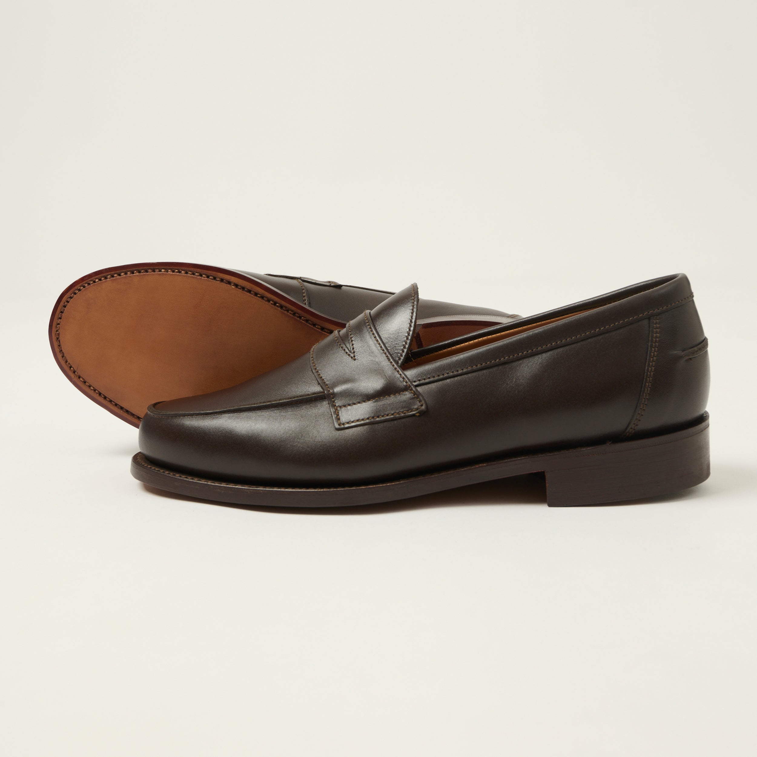 Sanders x FULLCOUNT 'Madrid' Buttseam Penny Loafer - Dark Brown Calf