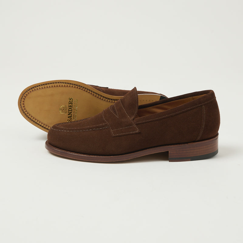 Sanders & Sanders Aldwych Buttseam Penny Loafer - Polo Snuff Suede