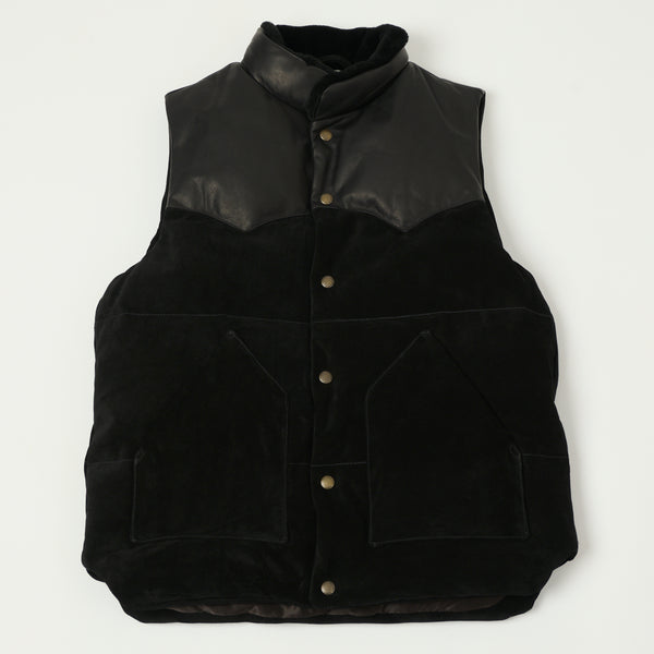 Shangri-La Heritage 'Bivacco' Western Down Suede Vest - Black