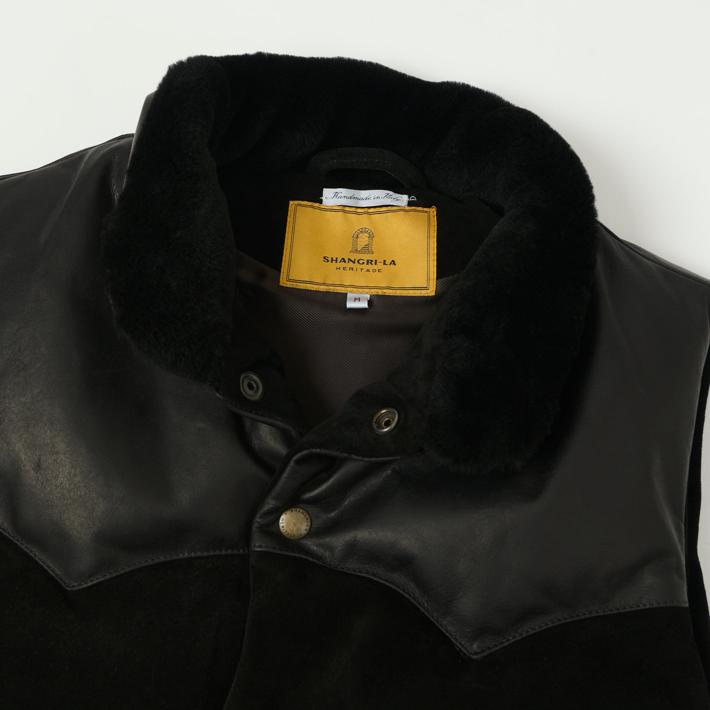 Shangri-La Heritage 'Bivacco' Suede Western Down Vest - Black