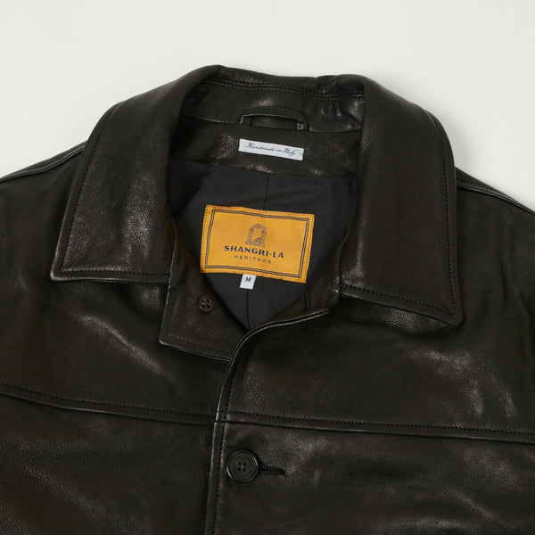 Shangri-La Heritage 'Enzo' Leather Car Coat - Black