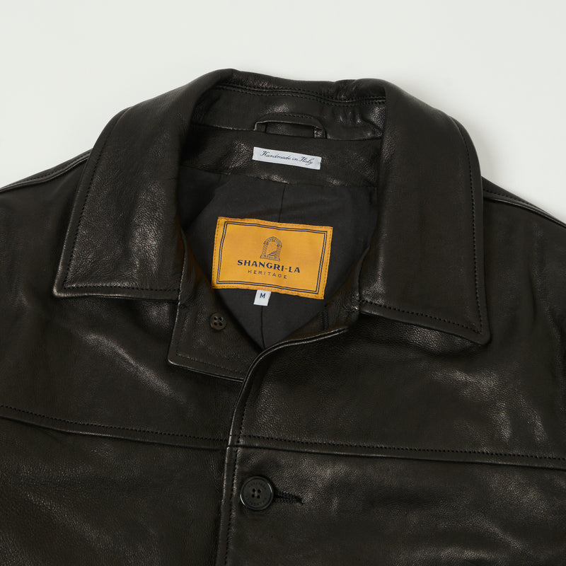 Shangri-La Heritage 'Enzo' Leather Car Coat - Black