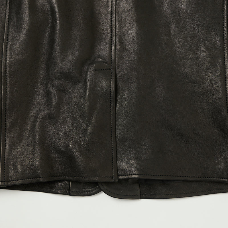 Shangri-La Heritage 'Enzo' Leather Car Coat - Black