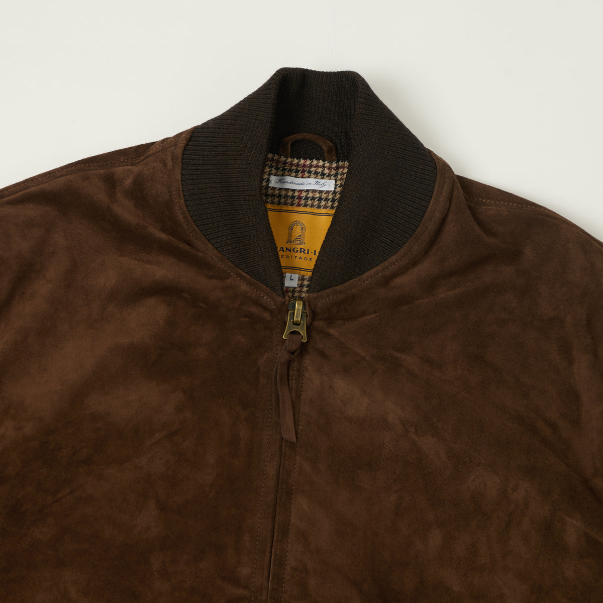 Shangri-La Heritage 'Varsity' Suede Jacket - Testa di Moro
