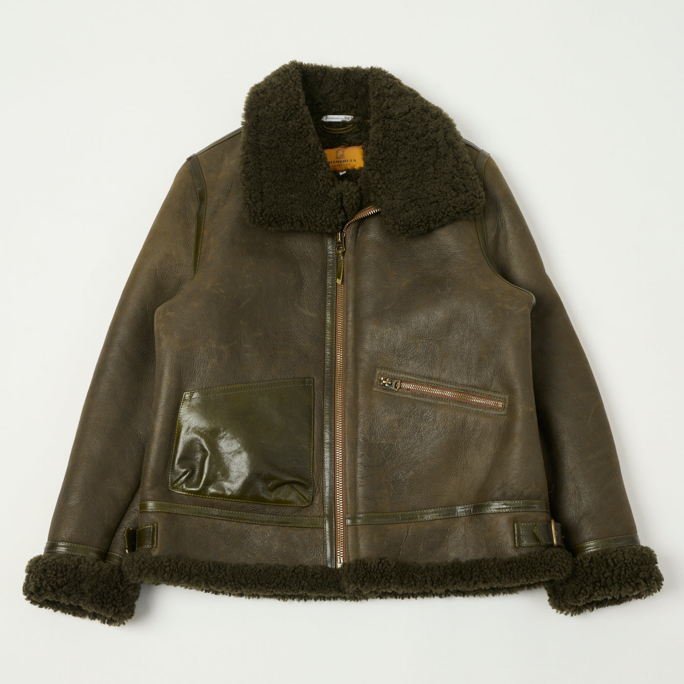 Shangri-La Heritage 'Aviatore' B-3 Shearling Flight Jacket - Green