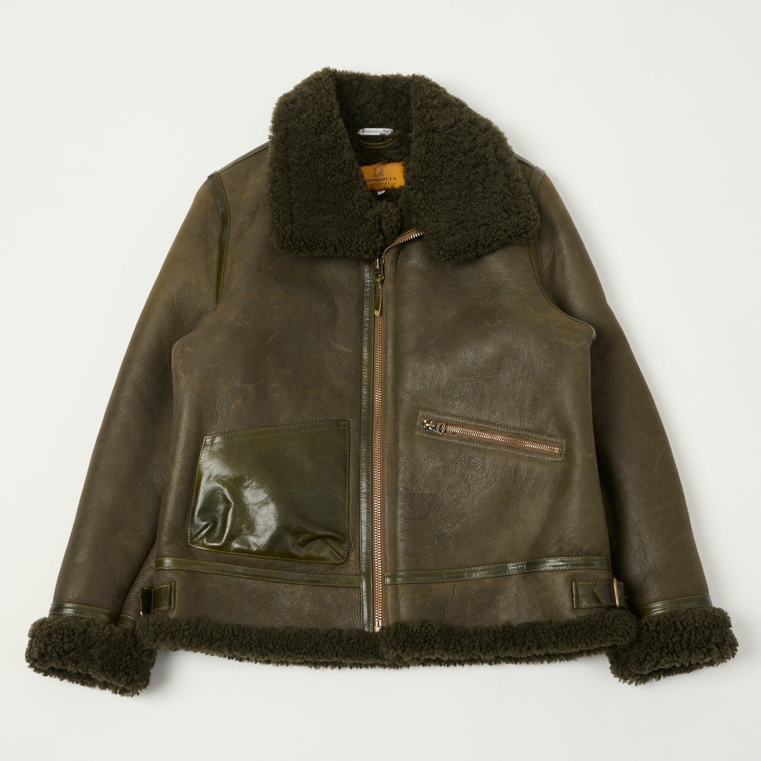 Shangri-La Heritage 'Aviatore' B-3 Shearling Flight Jacket - Green