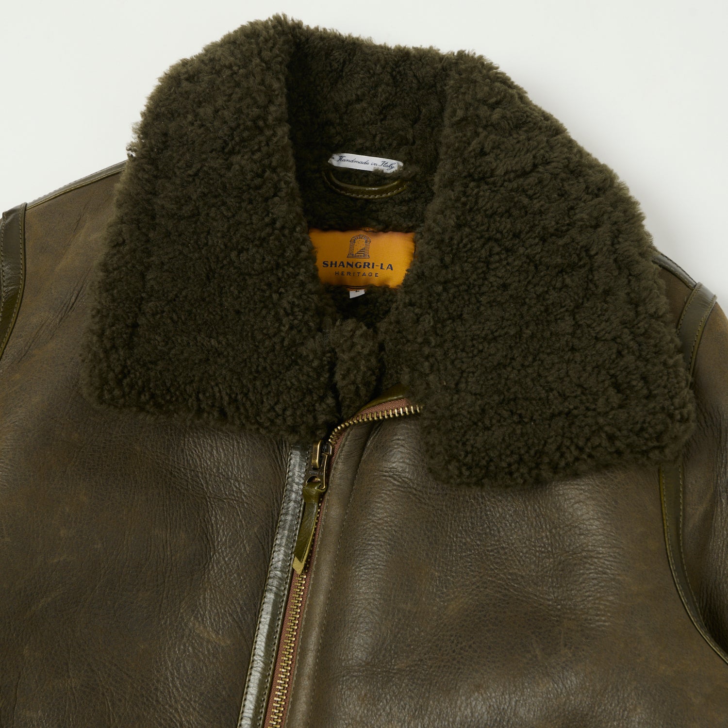 Shangri-La Heritage 'Aviatore' B-3 Shearling Flight Jacket - Green