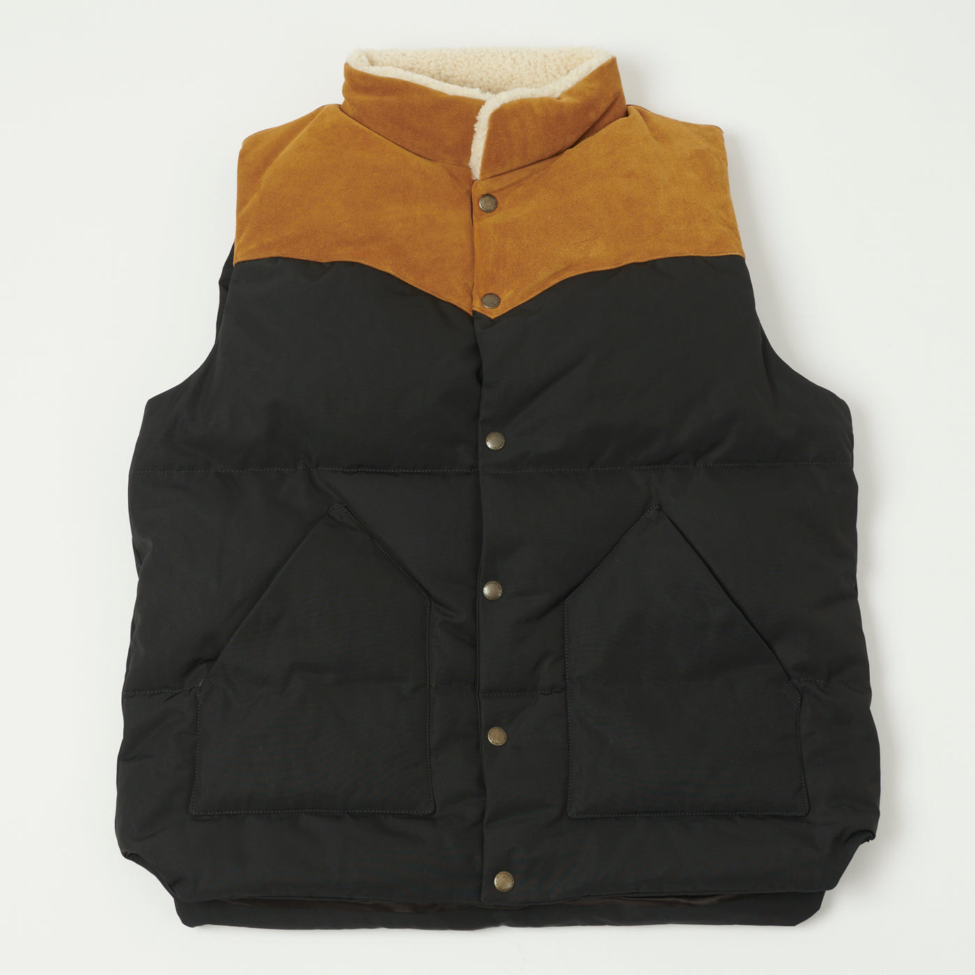 Shangri-La Heritage 'Bivacco' Western Down Vest - Black/Beige