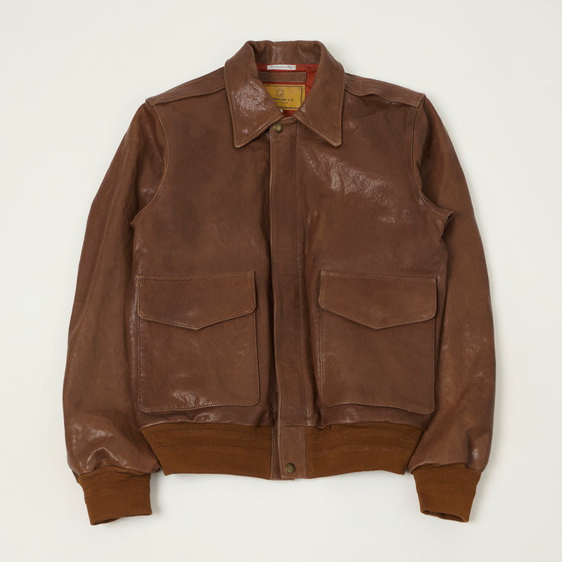 Shangri-La Heritage 'Don Gentile' Leather A-2 Flight Jacket - Seal Brown
