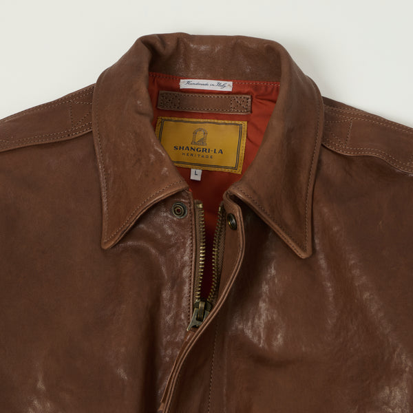 Shangri-La Heritage 'Don Gentile' Leather A-2 Flight Jacket - Seal Brown