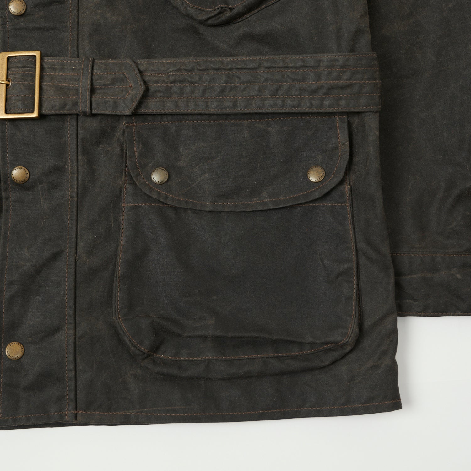 Shangri-La Heritage 'Explorator' Waxed Canvas Motorcycle Jacket - Deep Brown