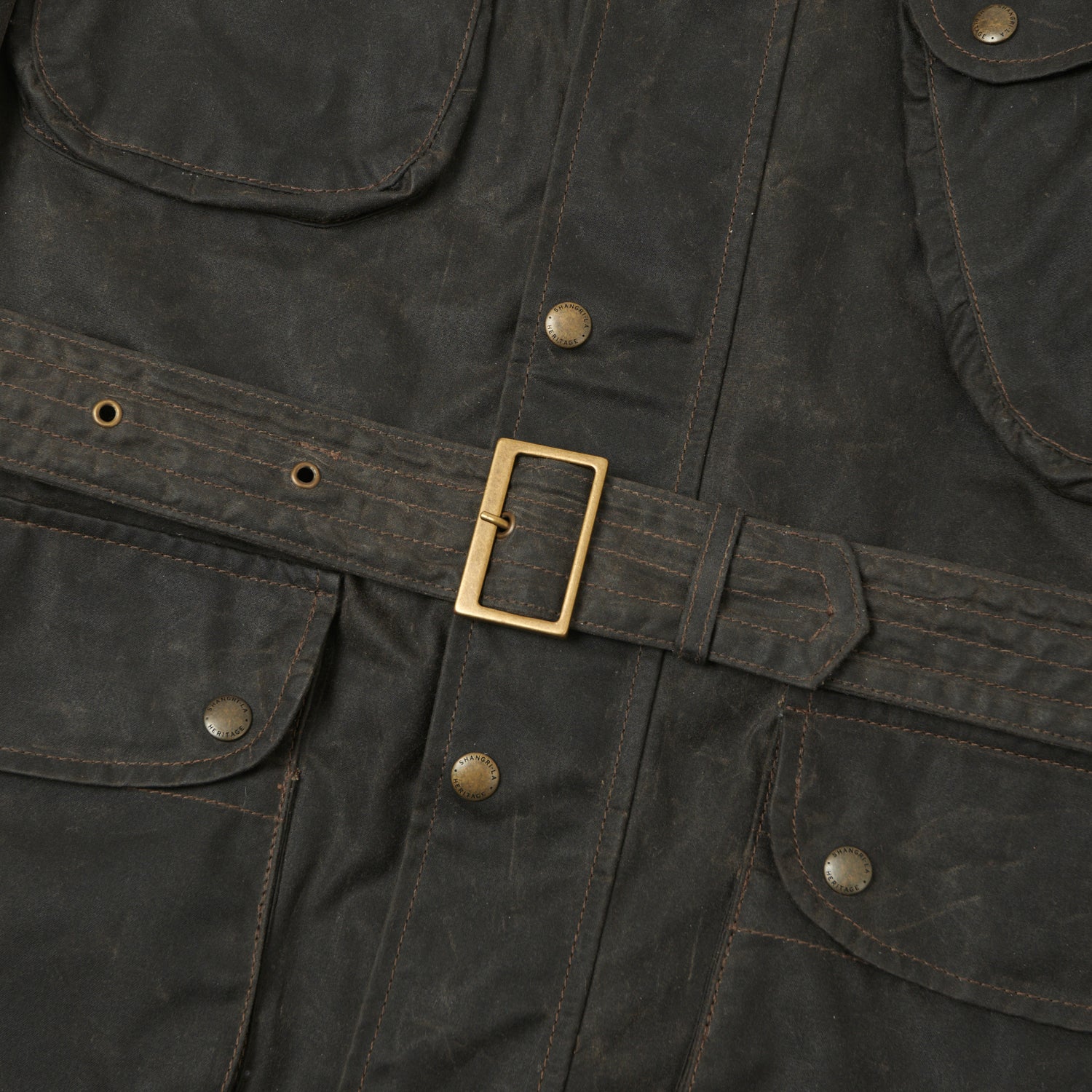 Shangri-La Heritage 'Explorator' Waxed Canvas Motorcycle Jacket - Deep Brown