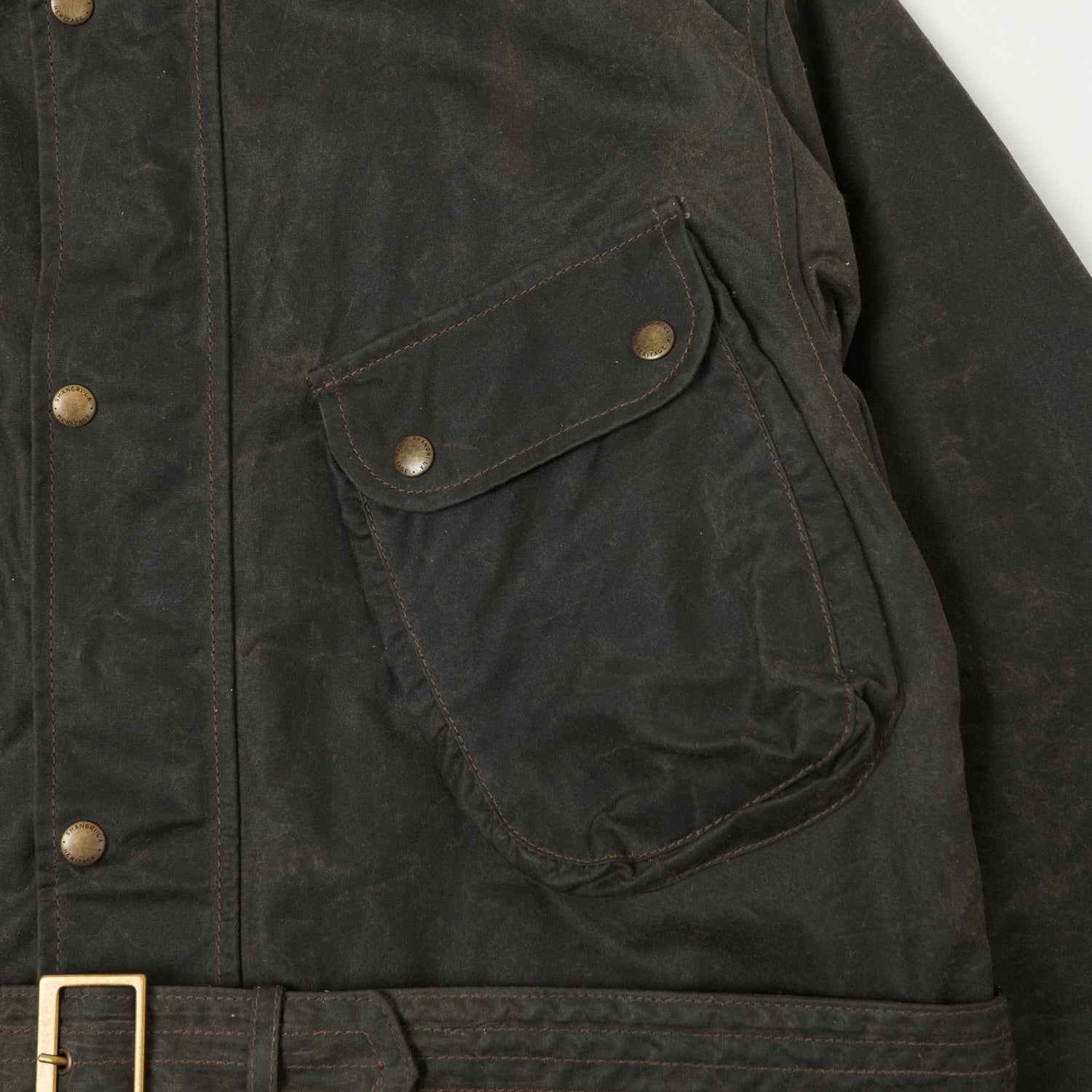 Shangri-La Heritage 'Explorator' Waxed Canvas Motorcycle Jacket - Deep Brown