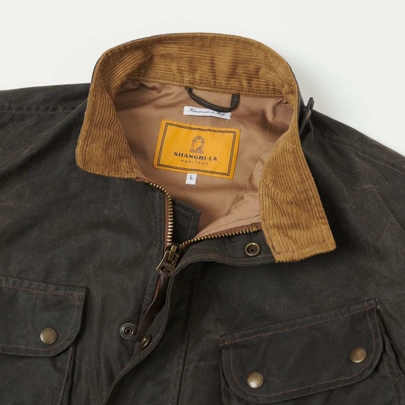 Shangri-La Heritage 'Explorator' Waxed Canvas Motorcycle Jacket - Deep Brown