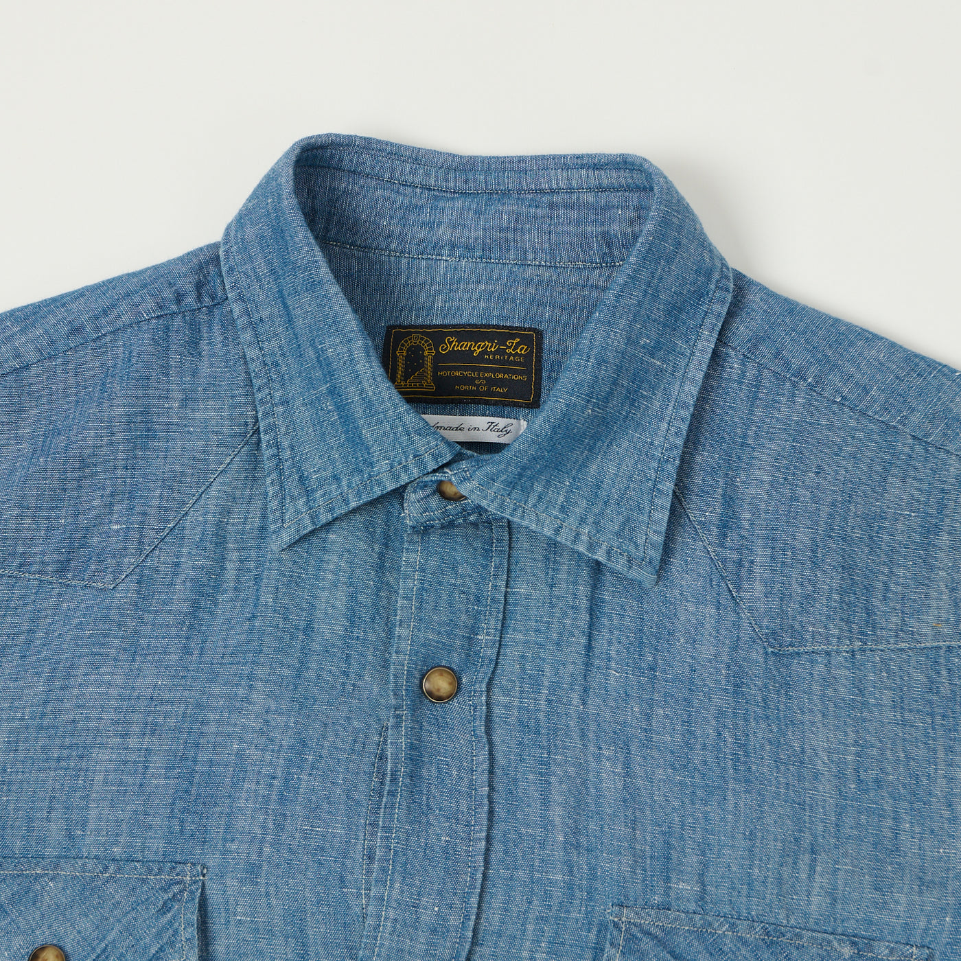 Shangri-La Heritage 'Gonzo' Linen Chambray Western Shirt - Light Blue