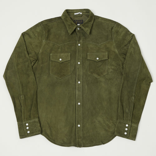 Shangri-La Heritage 'Gonzo' Suede Western Shirt - Muschio