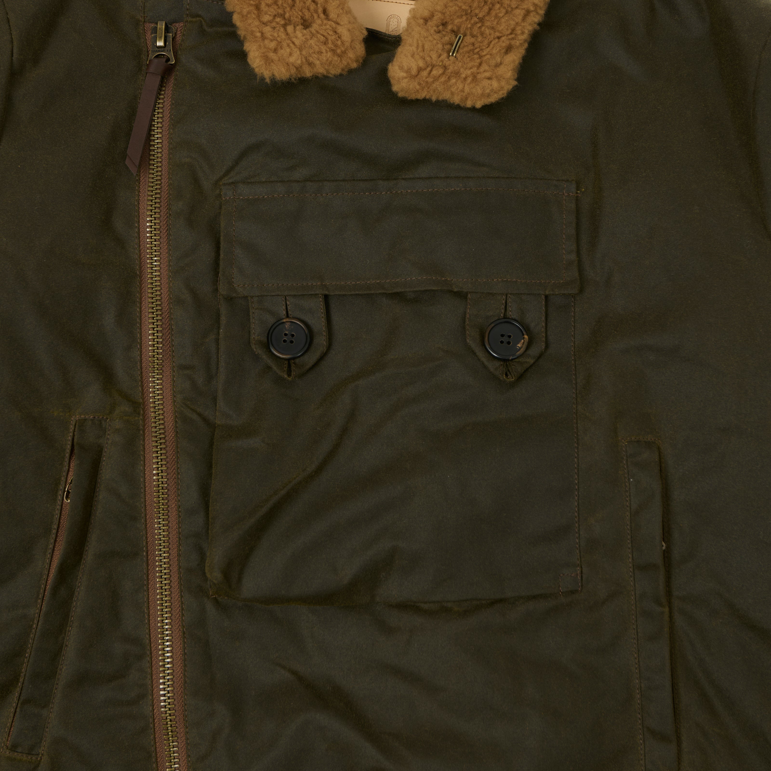 Shangri-La Heritage Waxed Canvas Swedish Motorcycle Jacket - Army Green