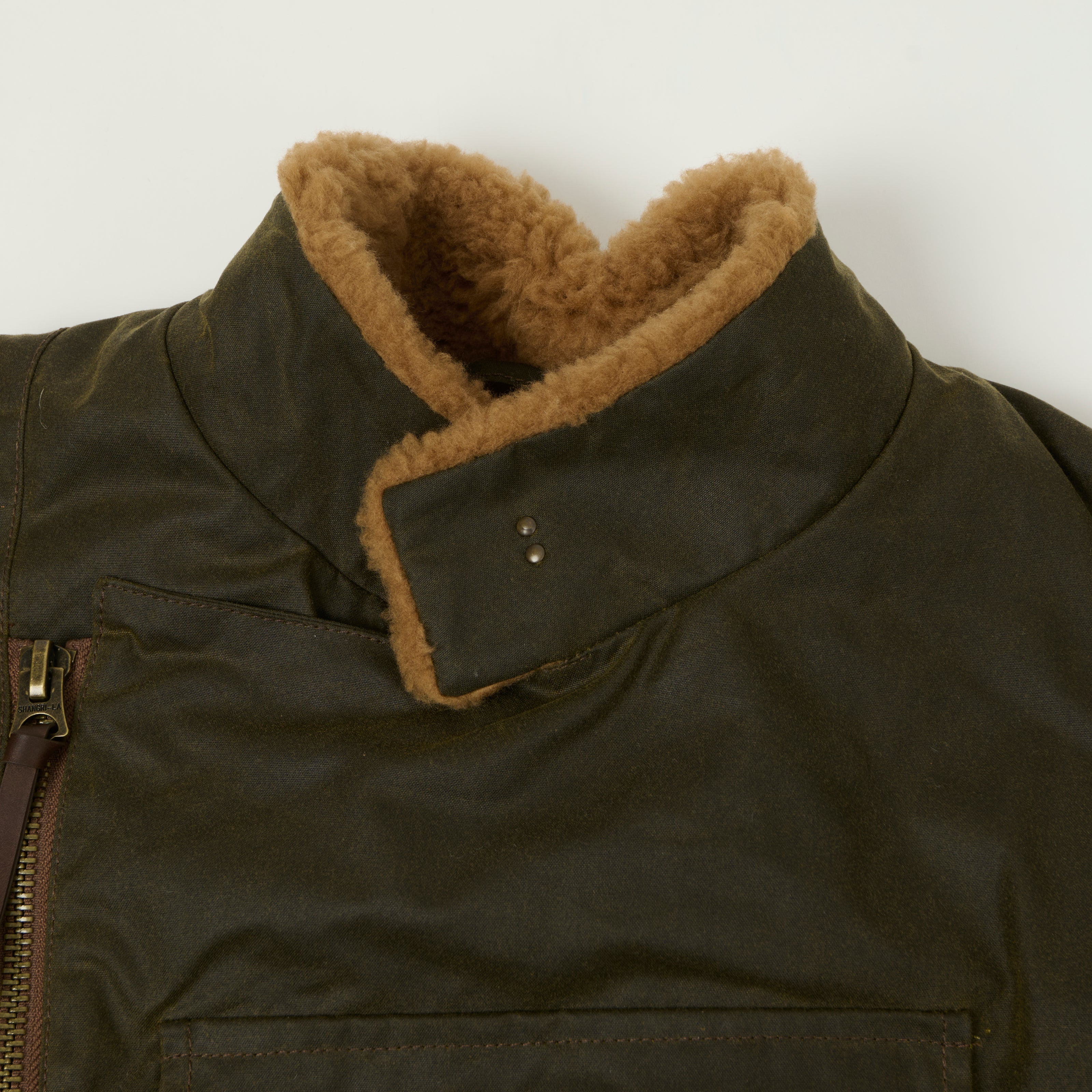 Shangri-La Heritage Waxed Canvas Swedish Motorcycle Jacket - Army Green