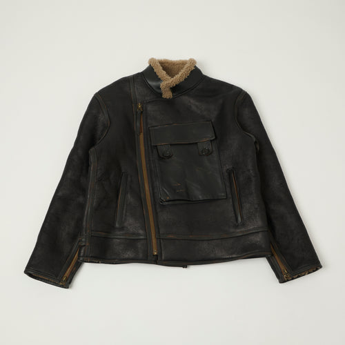 Shangri-La Heritage Swedish Motorcycle Shearling Jacket - Vintage Black