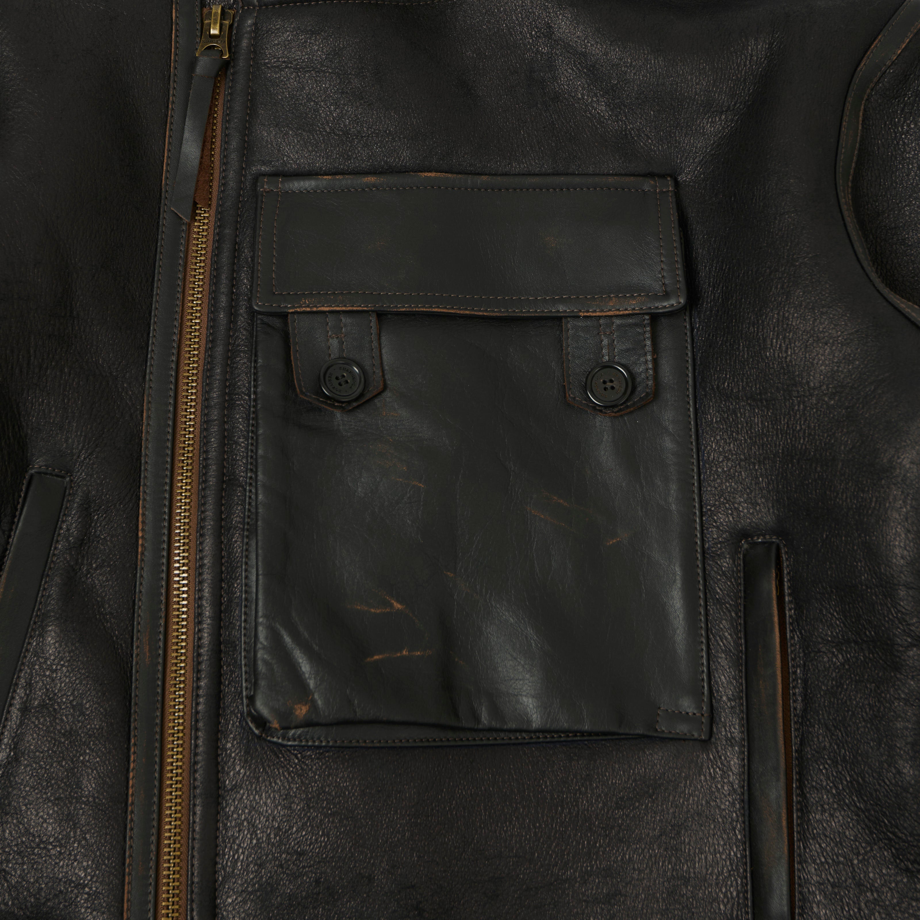 Shangri-La Heritage Swedish Motorcycle Shearling Jacket - Vintage Black