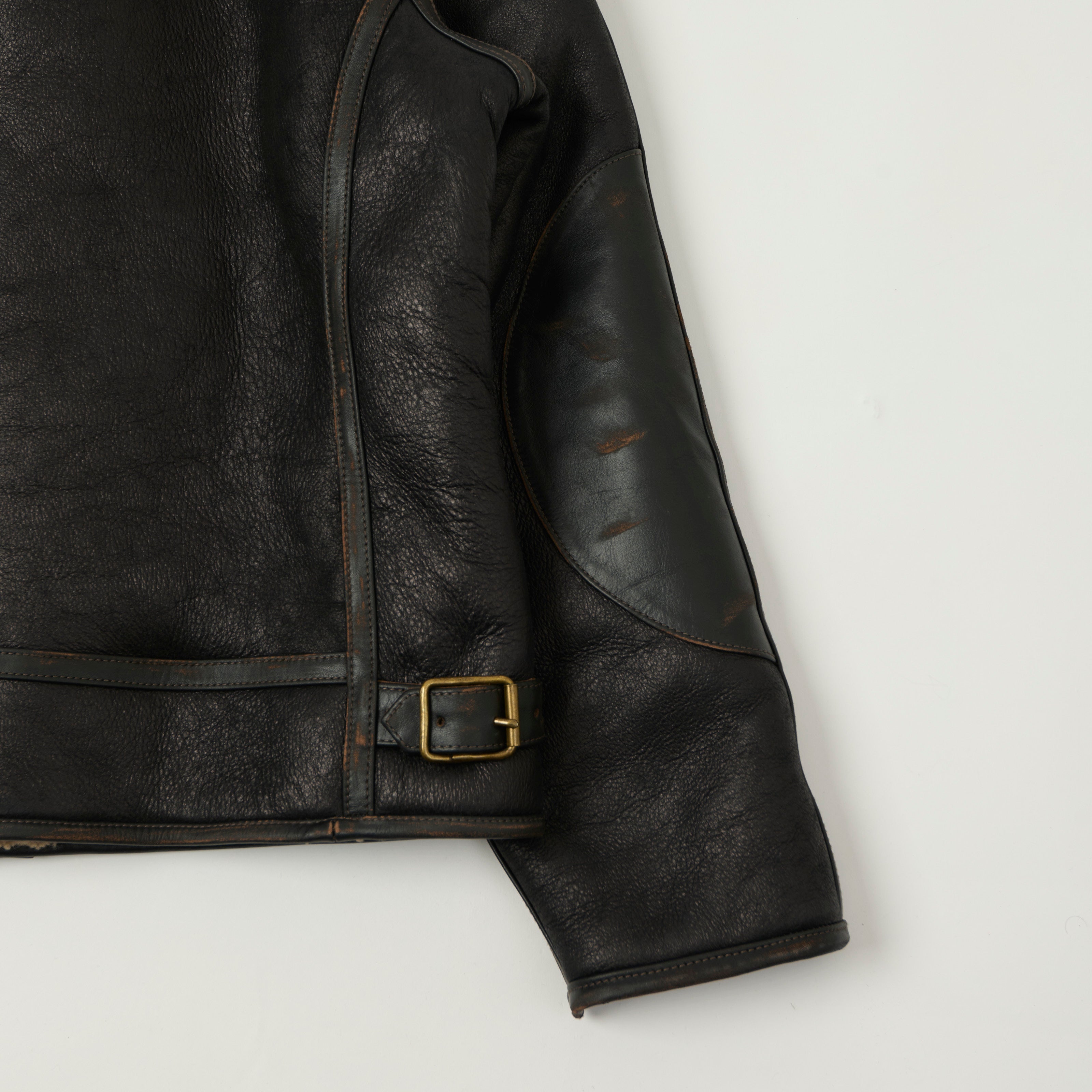 Shangri-La Heritage Swedish Motorcycle Shearling Jacket - Vintage Black
