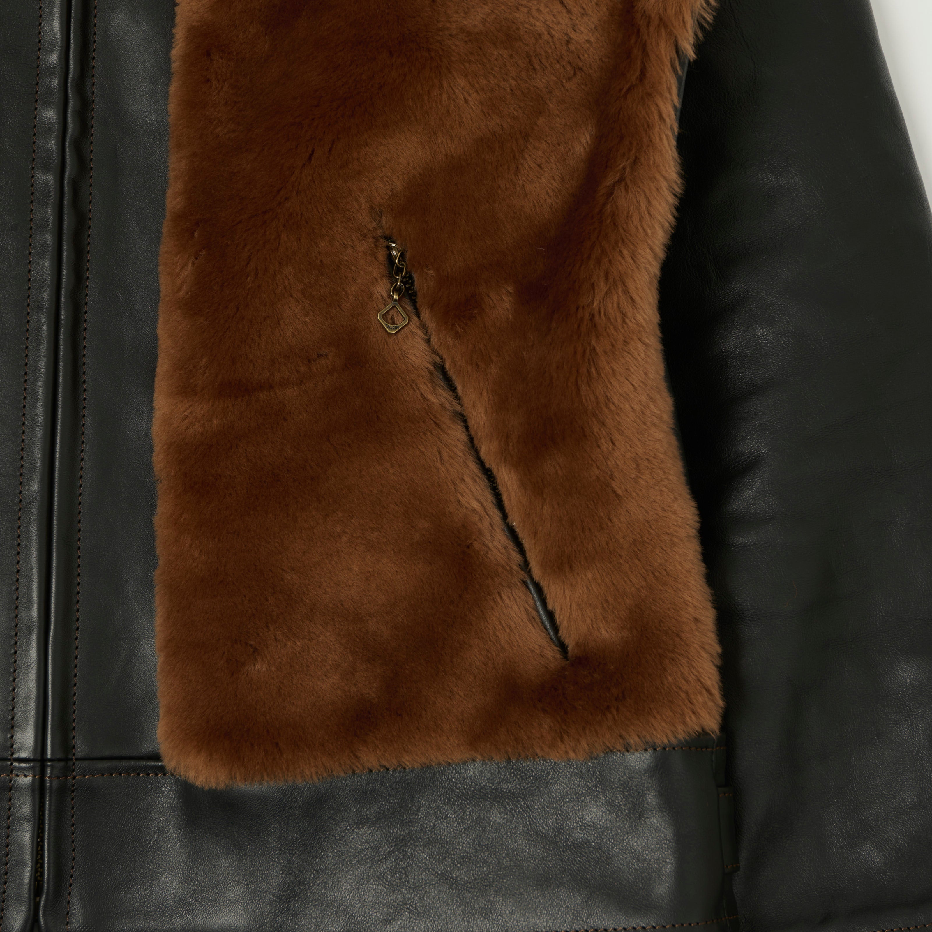 Shangri-La Heritage 'Varenne' Grizzly Leather Jacket - Black/Cognac