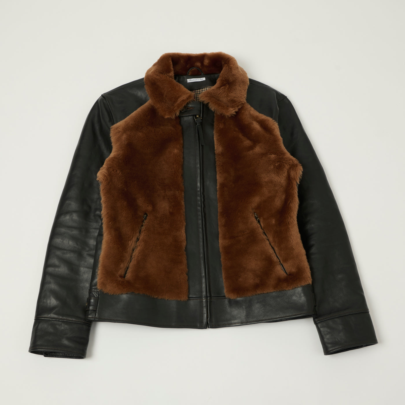 Shangri-La Heritage 'Varenne' Grizzly Leather Jacket - Black/Cognac