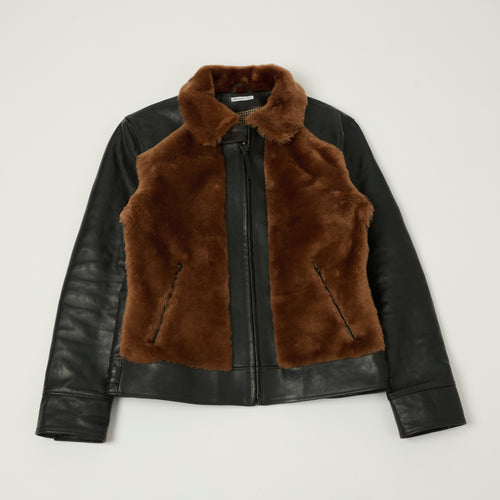 Shangri-La Heritage 'Varenne' Grizzly Leather Jacket - Black/Cognac