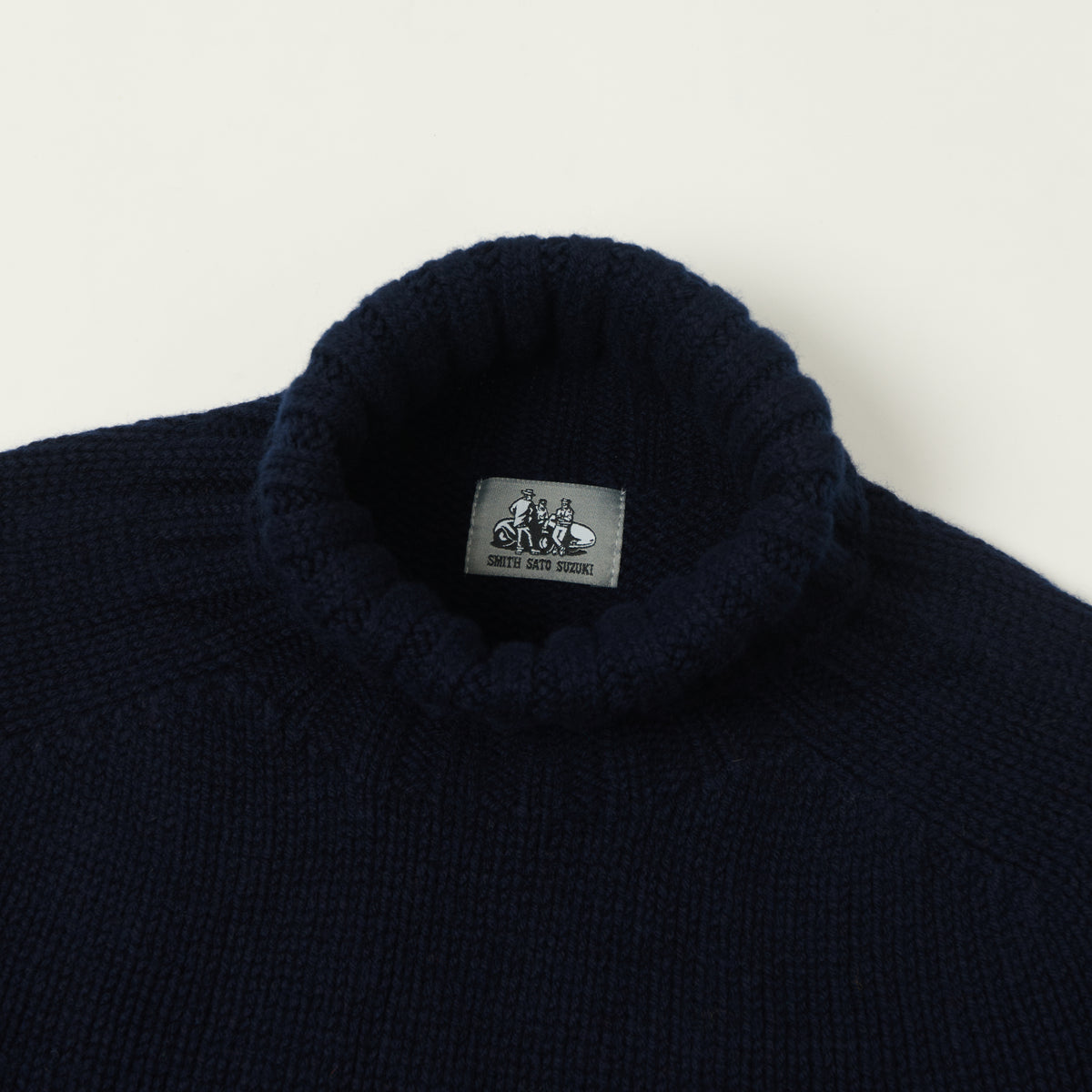 Smith Sato Suzuki 'Otari' Roll Neck Lambswool Jumper - Midnight Blue