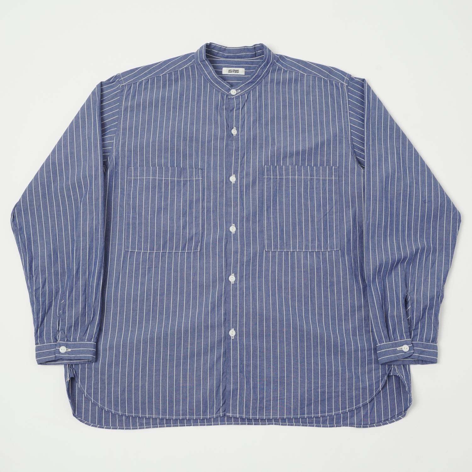 Spellbound Cotton Linen Stripe Big Pocket Shirt - Blue