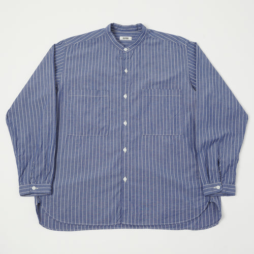 Spellbound Cotton Linen Stripe Big Pocket Shirt - Blue