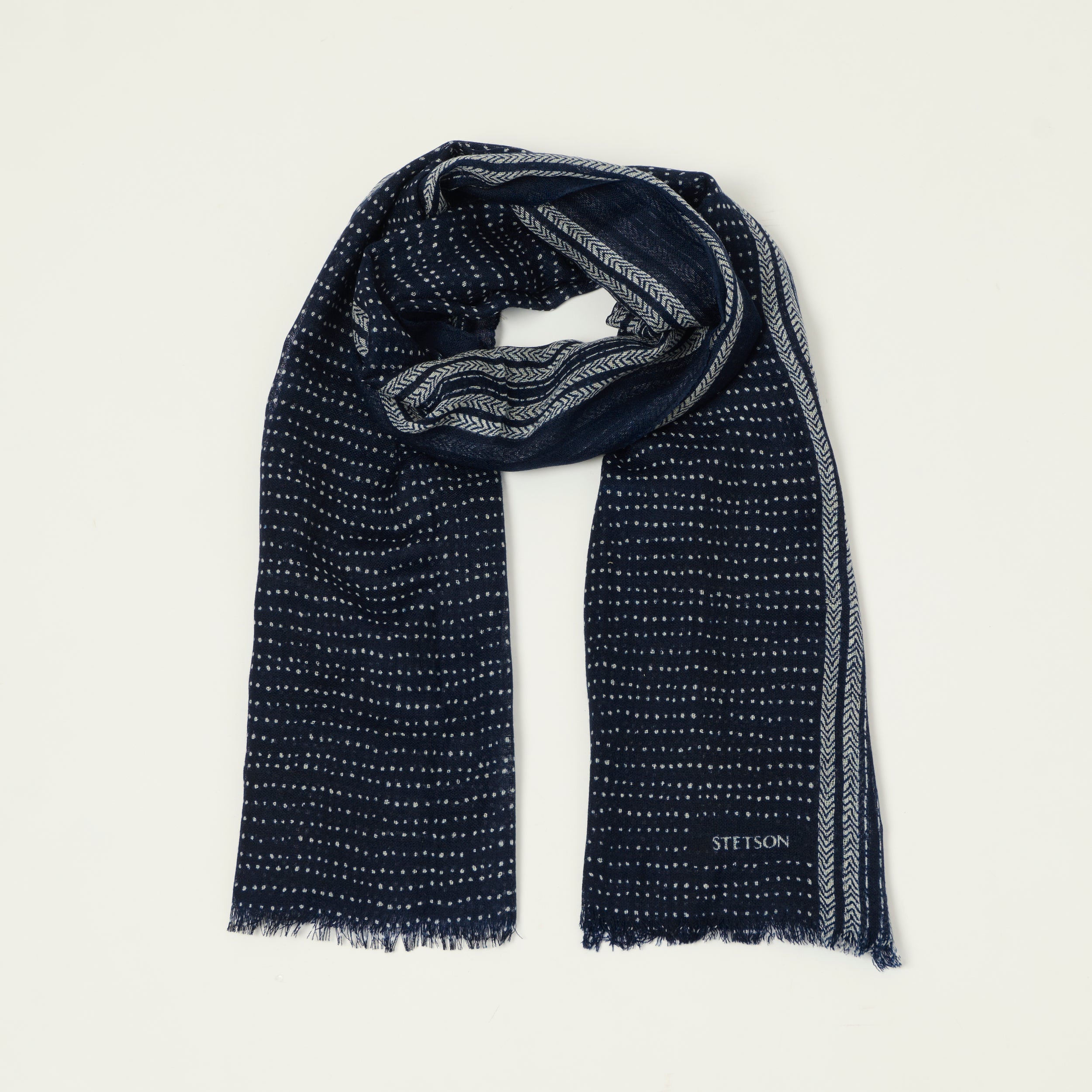 Stetson Geometric Summer Scarf - Navy