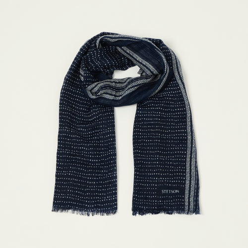 Stetson Geometric Summer Scarf - Navy