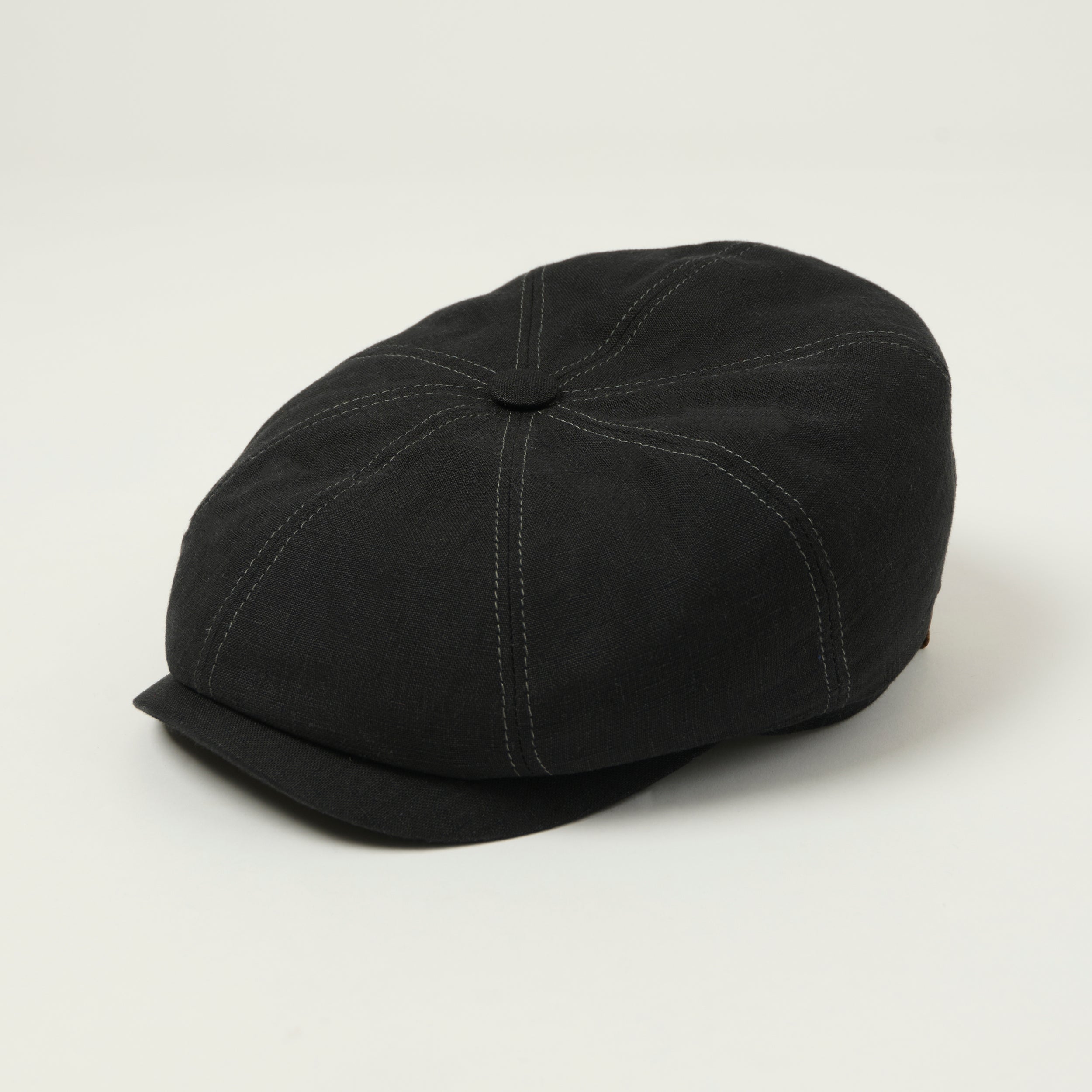 Stetson Hatteras Linen Flat Cap - Jet Black