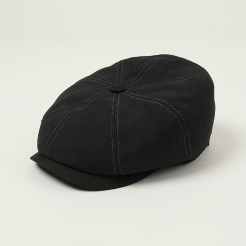 Stetson Hatteras Linen Flat Cap - Jet Black