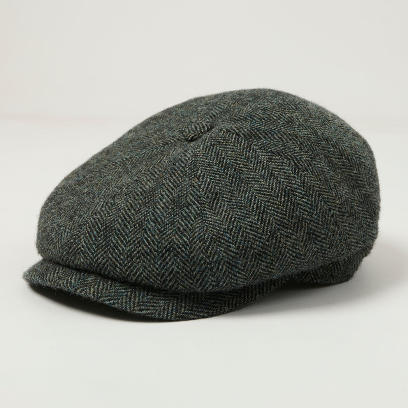 Stetson Hatteras Woolrich Herringbone Flat Cap - Dark Grey