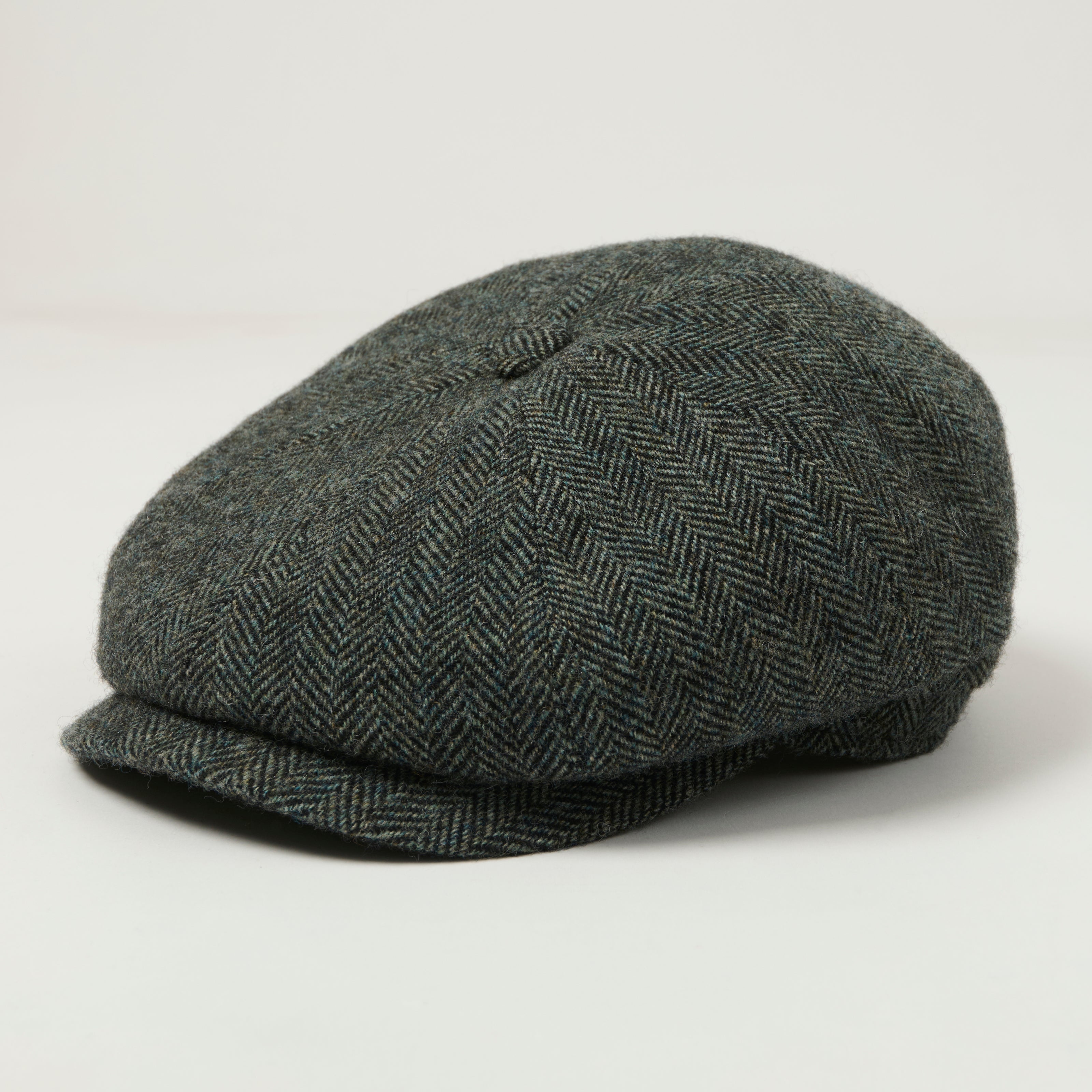 Stetson Hatteras Woolrich Herringbone Flat Cap - Dark Grey