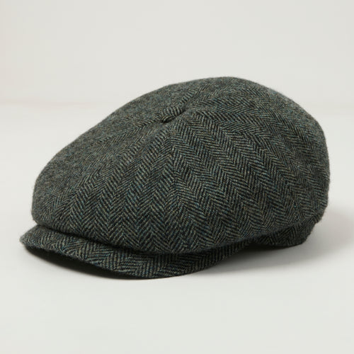 Stetson Hatteras Woolrich Herringbone Flat Cap - Dark Grey
