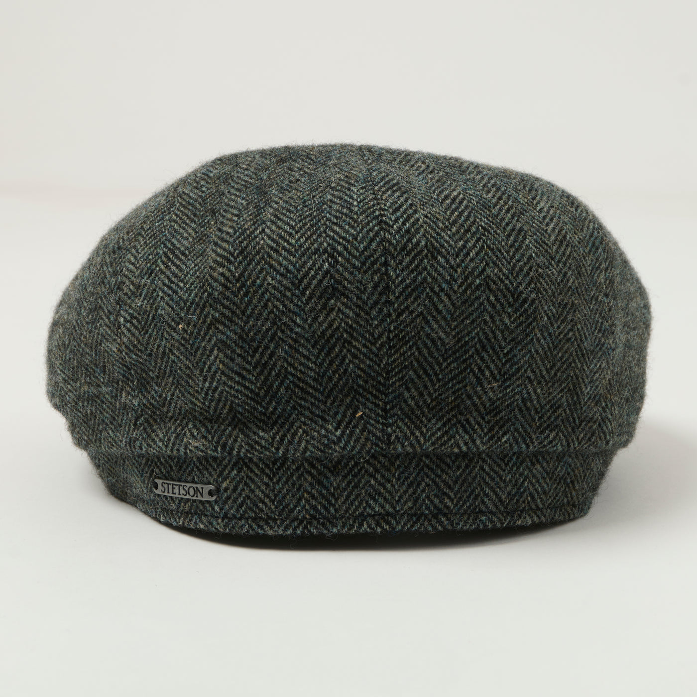 Stetson Hatteras Woolrich Herringbone Flat Cap - Dark Grey
