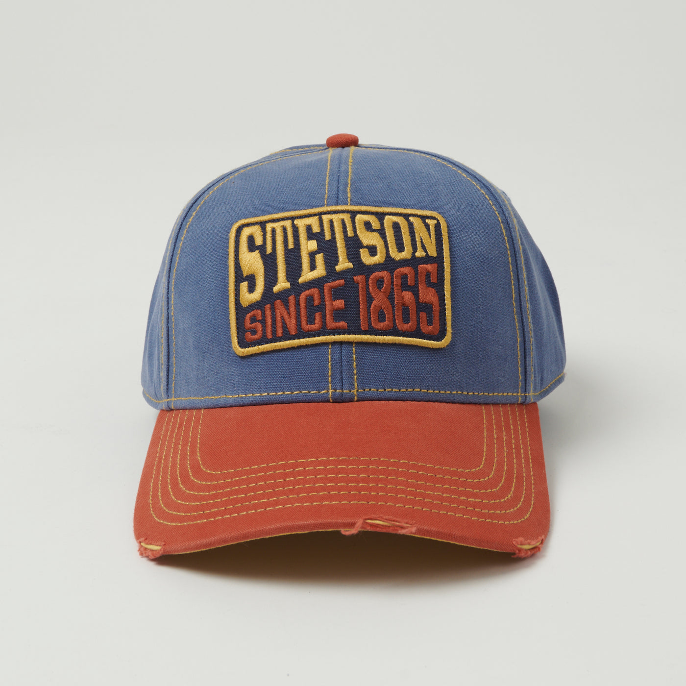 Stetson Since 1865 Vintage Distressed Cotton Baseball Cap Blue Red