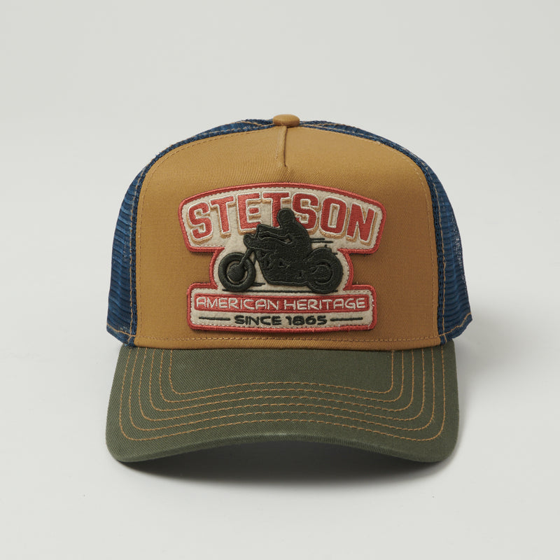 Stetson 'Motorcycle' Trucker Cap - Tan/Blue